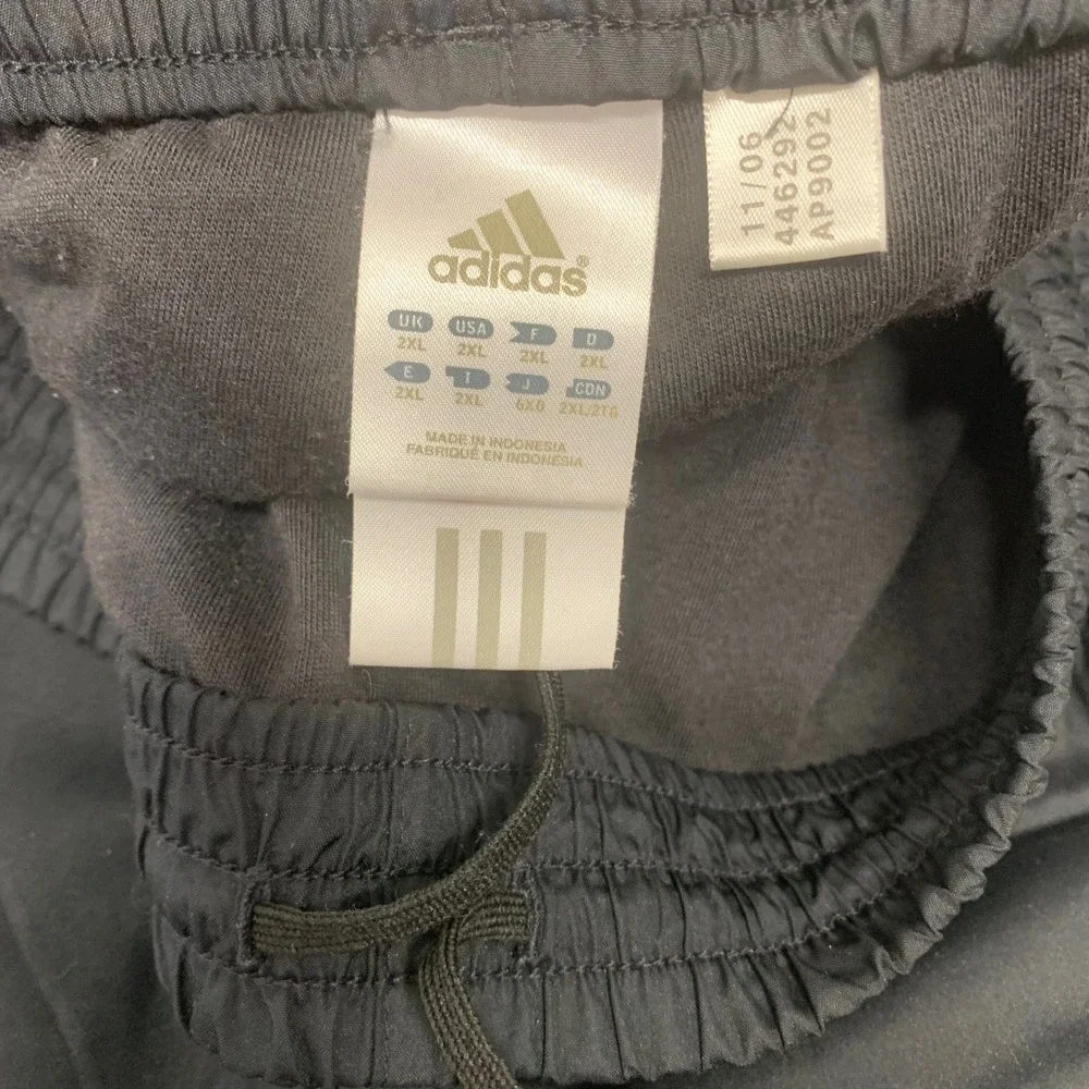 Vintage Adidas Track Pants  Men 2X Black White 3 Stripe  Ankle Zip Y2K Retro